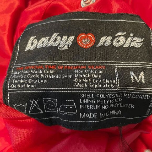 Baby Noiz Cropped Puffer Jacket Bright Red Softside Hooded M - Picture 7 of 10